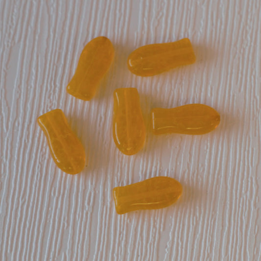 Fish Czech Pressed Glass Beads - Opal Yellow