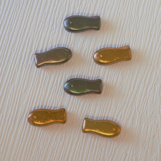 Fish Czech Pressed Glass Beads - Mixed Metallic
